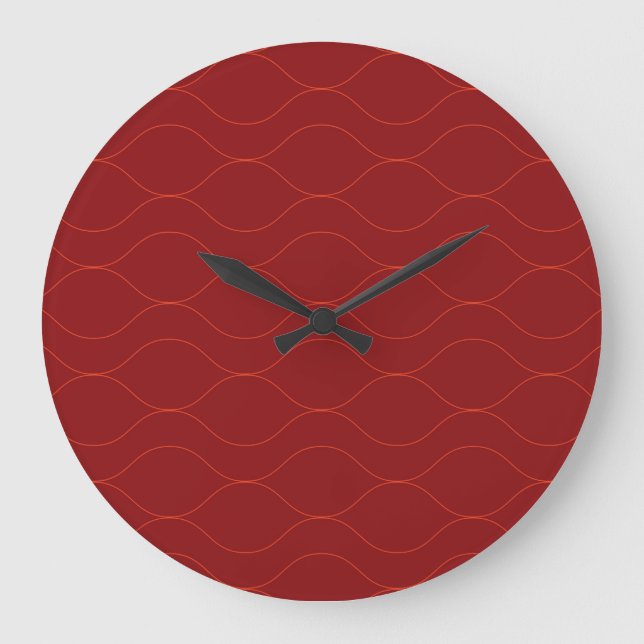 Reloj Redondo Grande Arte de abstracción de onda fría, rojo, simple, el (Anverso)