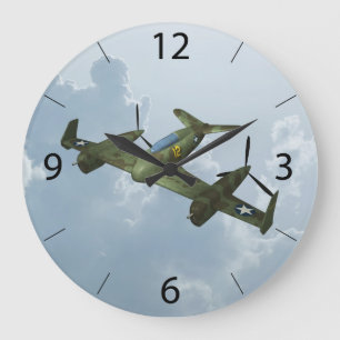 Reloj Redondo Grande Arte de Aviación Militar de Avión de Guerra Vintag