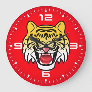 Reloj Redondo Grande Arte de Cara de Tigre Sonriente-21876