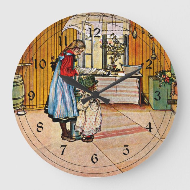 Reloj Redondo Grande Arte de Carl Larsson: La cocina (Anverso)