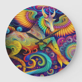 Reloj Redondo Grande Arte de criatura psicodélica abstracta