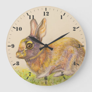 Reloj Redondo Grande Arte de dibujo alegre de Bunny