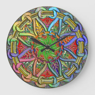 Reloj Redondo Grande Arte de diseño floral de Fancy Circle