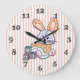 Reloj Redondo Grande Arte de enfermería rayado rosado personalizado - C