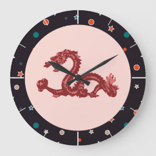 Reloj Redondo Grande Arte de fantasía con patrón de estrella de dragón 