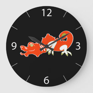 Reloj Redondo Grande Arte de fantasía lunar del dragón chino celestial