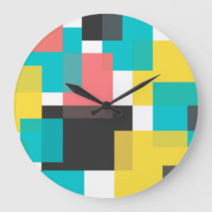 Reloj Redondo Grande Arte de formas geométricas, coloridas, frescas, mo
