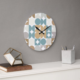 Reloj Redondo Grande Arte de Fusión Industrial de Medios Círculos Abstr