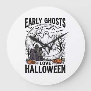 Reloj Redondo Grande Arte de grabado de fantasmas embrujados de Hallowe