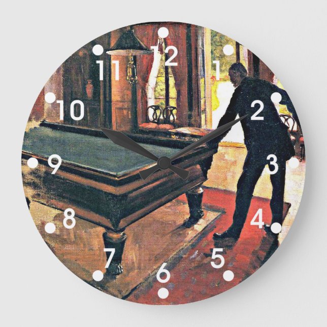 Reloj Redondo Grande Arte de Gustave Caillebotte: Billiards (Anverso)