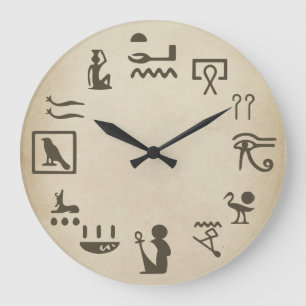 Reloj Redondo Grande Arte de Jeroglíficos Egipcios Antiguos