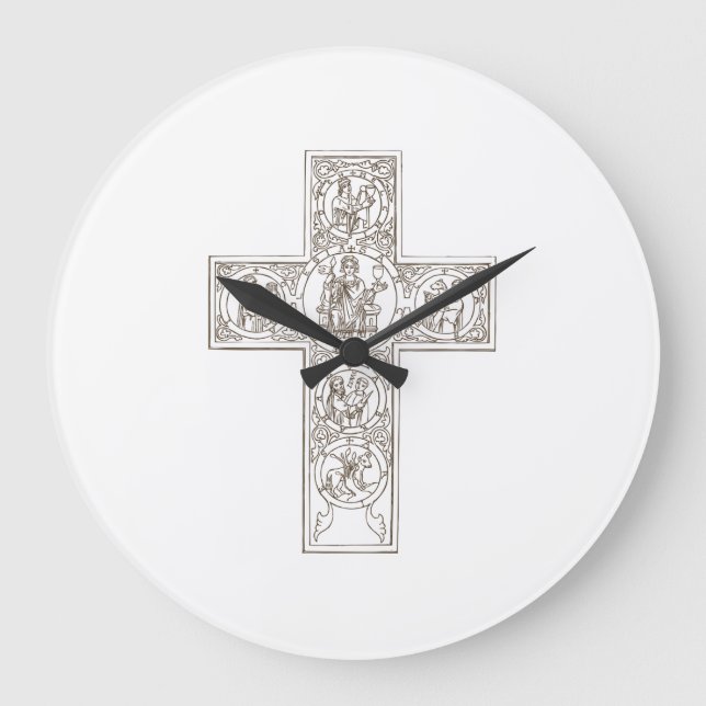 Reloj Redondo Grande Arte de la Cruz Clásica (Anverso)
