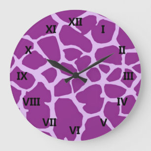 Reloj Redondo Grande Arte de la jirafa púrpura