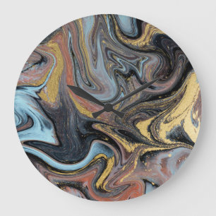 Reloj Redondo Grande Arte de la naturaleza de la marble Purpurina dorad