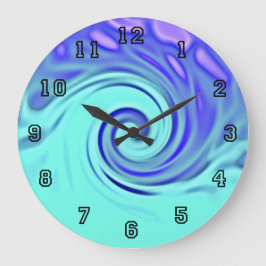 Reloj Redondo Grande Arte de la onda del extracto de las azules
