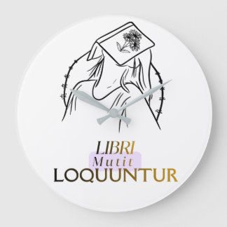Reloj Redondo Grande Arte de línea de cita latina de Dark Academia