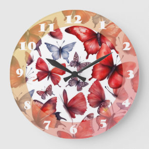 Reloj Redondo Grande Arte de mariposas acuarelas