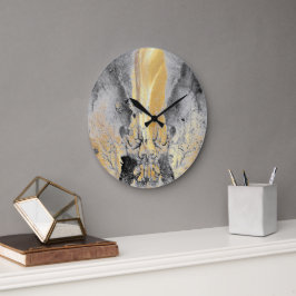 Reloj Redondo Grande arte de mármol negro dorado
