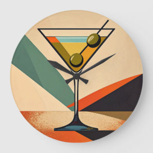 Reloj Redondo Grande Arte de Martini con Bloques de Color Moderno de Mi