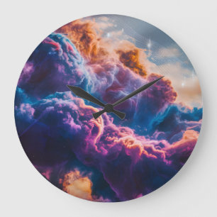 Reloj Redondo Grande Arte de Nebulosa Espacial Abstracta - Cósmico Colo