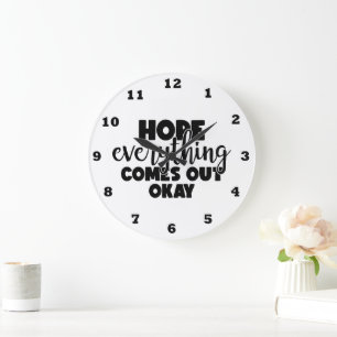 Reloj Redondo Grande Arte de palabras de inspiración divertida para el 