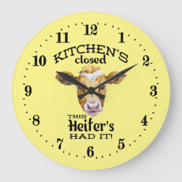 Reloj Redondo Grande arte de palabras de la vaca graciosa de Kitchen