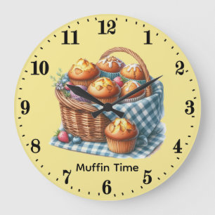 Reloj Redondo Grande Arte de palabras de panaderos de muffins lindos pe