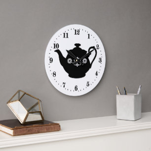 Reloj Redondo Grande arte de palabras de tetera linda Country