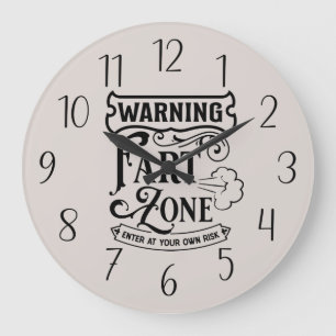 Reloj Redondo Grande arte de palabras divertidas de zona de pedos de ba