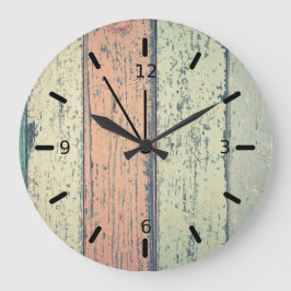 Reloj Redondo Grande Arte de pared con tablones rústicos