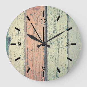 Reloj Redondo Grande Arte de pared con tablones rústicos