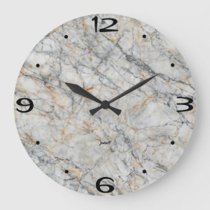 Reloj Redondo Grande Arte de pared de mármol texturizado cortado y puli