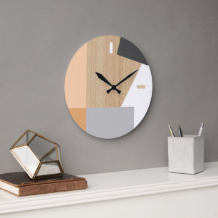 Reloj Redondo Grande Arte de Patrón de Rayas en Bloque Modernas sobre F