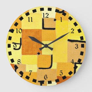 Reloj Redondo Grande Arte de Paul Klee: Caracteres en amarillo