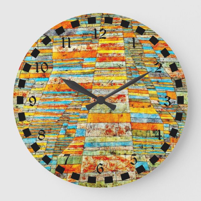 Reloj Redondo Grande Arte de Paul Klee: Carreteras y autopistas (Anverso)