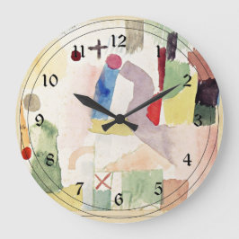 Reloj Redondo Grande Arte de Paul Klee: Watercolor patético, rojo