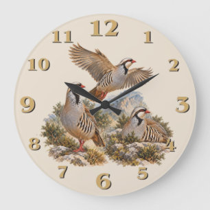 Reloj Redondo Grande Arte de Perdiz Chukar