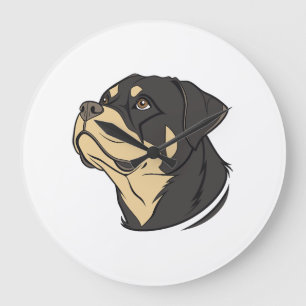 Reloj Redondo Grande Arte de perro Rottweiler