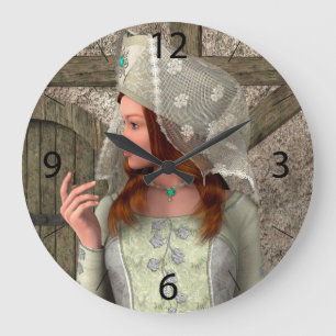 Reloj Redondo Grande Arte de princesa medieval renacentista vintage