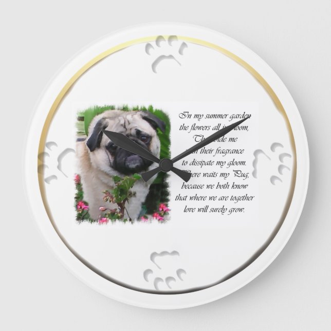 Reloj Redondo Grande Arte de Pug Lovers (Anverso)