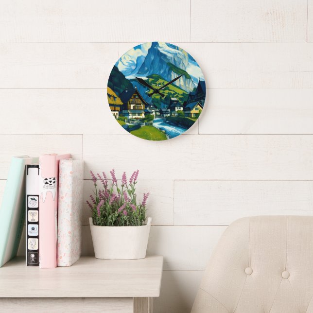 Reloj Redondo Grande Arte de Suiza Grindelwald (Sala de lectura)