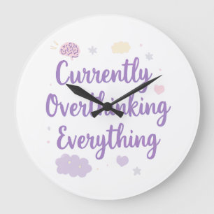 Reloj Redondo Grande Arte de texto identificable y pensativo