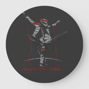 Reloj Redondo Grande Arte de Tipografía Musical Diseño Moderno para A