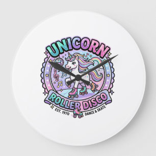 Reloj Redondo Grande Arte de Unicorn Roller Disco POD Listo para Market