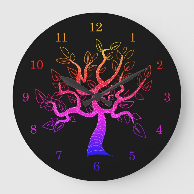 Reloj Redondo Grande Arte del árbol de la vida - (Anverso)