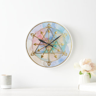 Reloj Redondo Grande Arte del Símbolo Radiónico de Abundancia