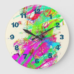 Reloj Redondo Grande Arte digital con pintura salpicada arco iris creat