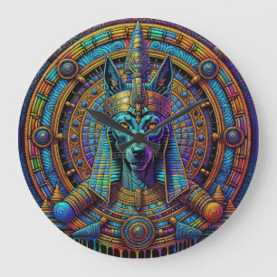 Reloj Redondo Grande Arte egipcio de Anubis