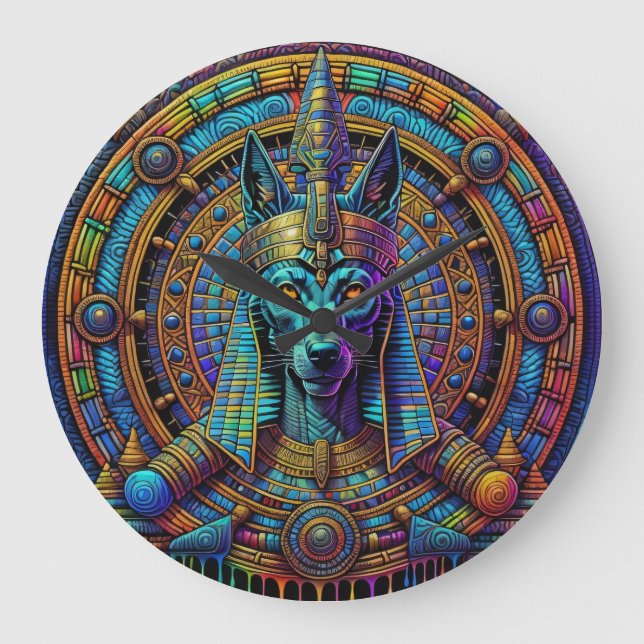 Reloj Redondo Grande Arte egipcio de Anubis (Anverso)