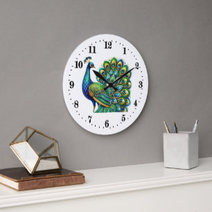 Reloj Redondo Grande Arte elegante deco Peacock